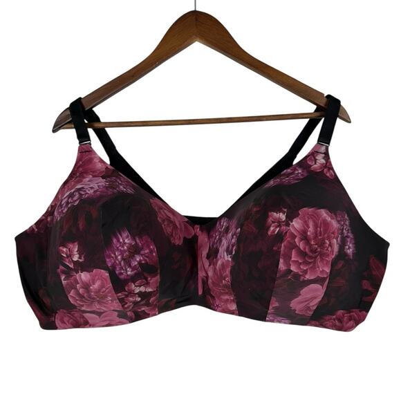 Torrid Black and Pink Floral Bra with Adjustable Straps 46DDD - Picture 1 of 5